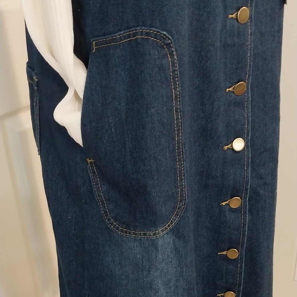 2945 Size Large Blue Jean Appliqued Jumper, 100% Cotton - Picture 5 of 12